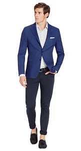 Colbert donkerblauw uni Estavan, €249,95 bij Van Gils